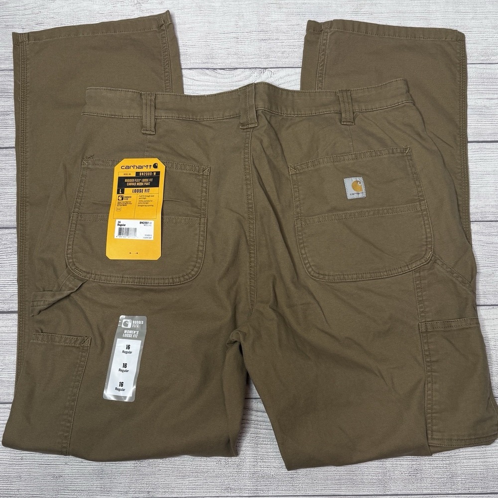 Carhartt Rugged Flex Canvas Work Pant Womens 16 Regular Brown BN2080-W NWT